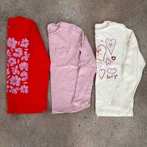 Crewcuts Kids Floral and Heart Long Sleeve Tops - Red, Pink, Cream